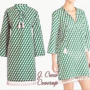J Crew Cotton Retro Tunic Coverup Swim Tassel dress small